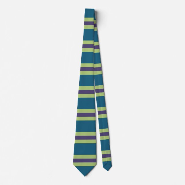 Modern Vågrät Rand Blue Lila Grönt Slips (Framsida)