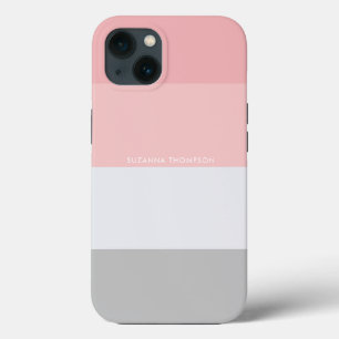 Modern Vågrät Rand Pastel Rosa & Grått