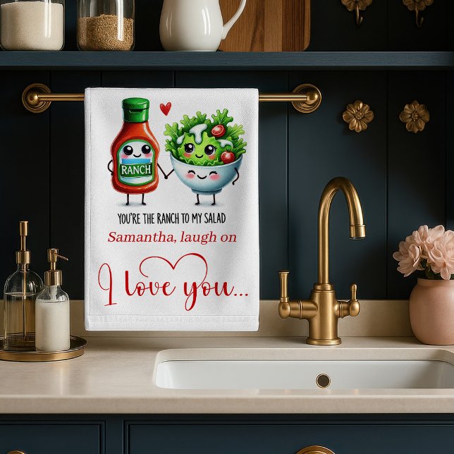 Modern Valentin rolig mat kökshandduk (Modern Valentine Funny Food Kitchen Towel)