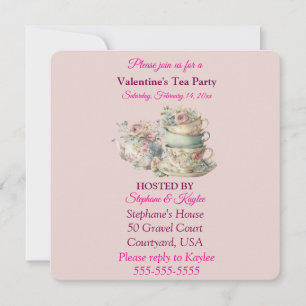 Modern Valentindagen Tea Party Inbjudningar