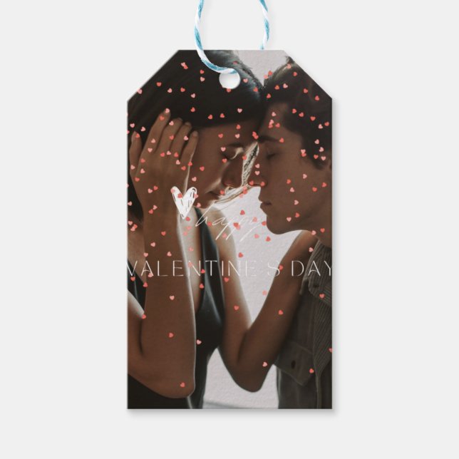 Modern Valentine Day personlig par foto Presentetikett (Framsidan)