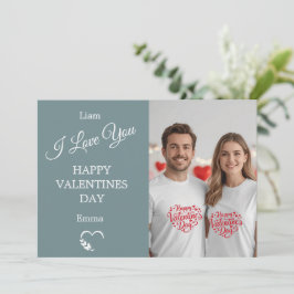 Modern Valentine’s Day Photo Card – Slate Gray Tack Kort