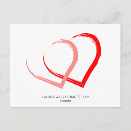 Modern Valentine`s Day Röda Rosa Hjärtan Eleganta Helg Vykort