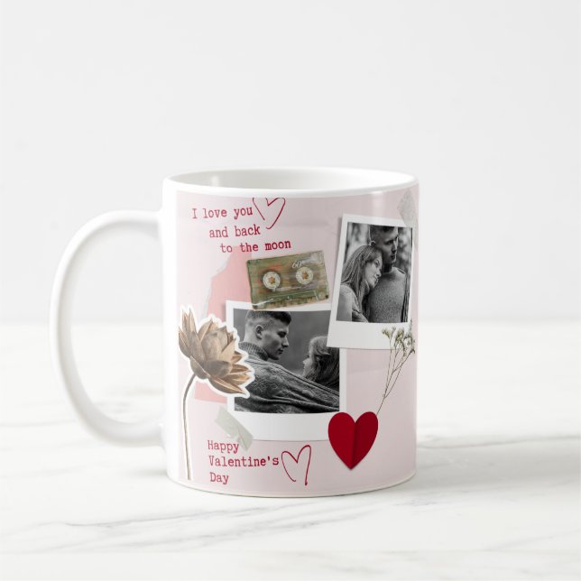 Modern Valentines day Personlig par Photo Kaffemugg (Vänster)