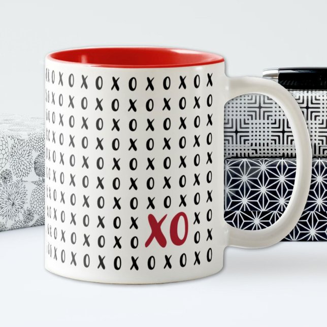 Modern Valentines day Typograpy Coffee mugg (A fun xo pattern Valentine's Day mug)