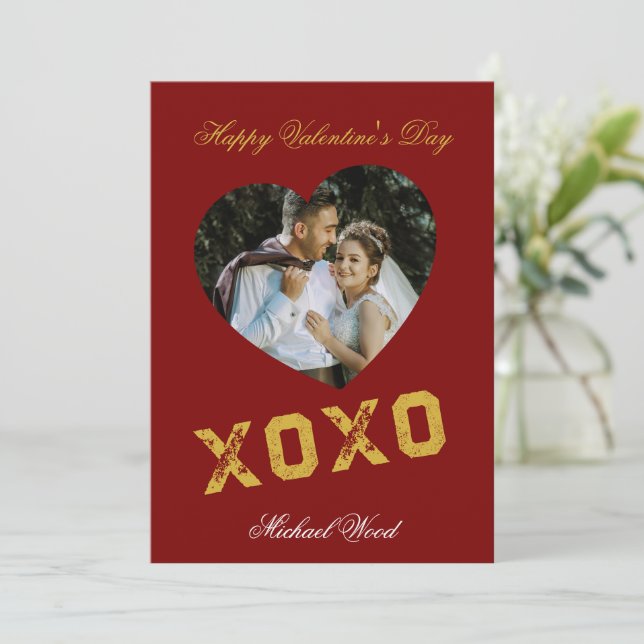Modern Valentines Day XOXO Love Note Card for Coup Anteckningskort (Stående Fram)