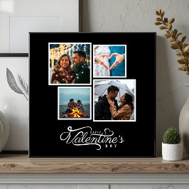 Modern Valentines för svartvitt-fotokollage Kakelplatta