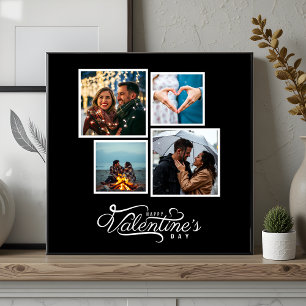Modern Valentines för svartvitt-fotokollage Kakelplatta