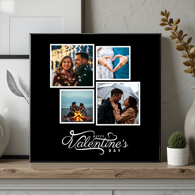 Modern Valentines för svartvitt-fotokollage Kakelplatta (Skapare uppladdad)