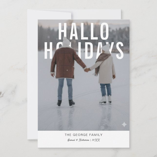 Modern Valentines PhotoPop Holiday-kort Julkort (Framsida)