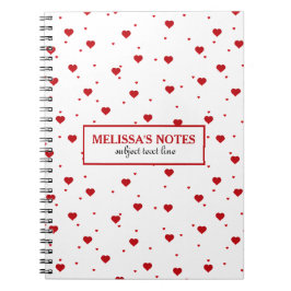 Modern Valentines Red & White Hearts Mönster Anteckningsbok