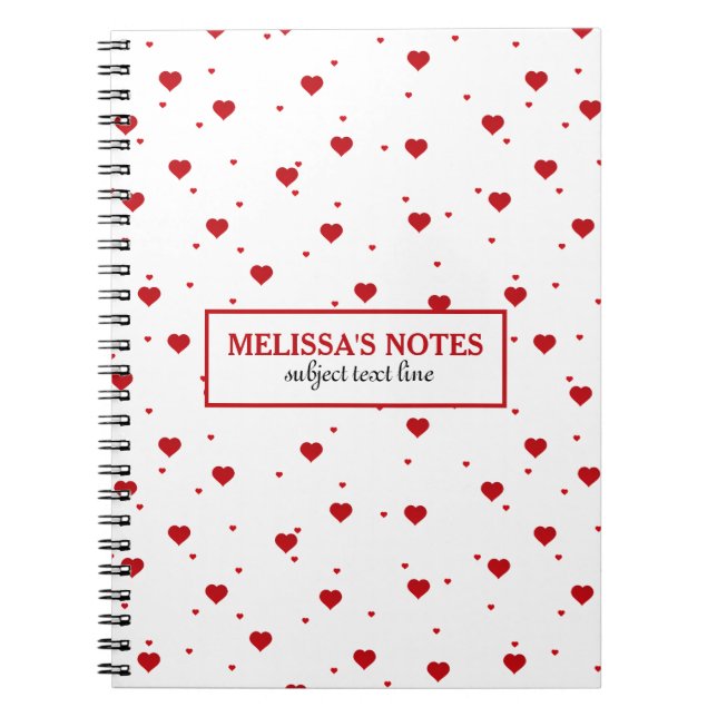 Modern Valentines Red & White Hearts Mönster Anteckningsbok (Framsidan)
