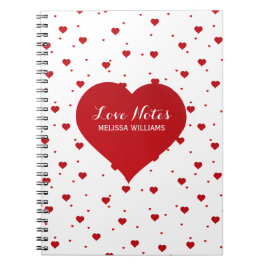 Modern Valentines Red & White Hearts Mönster Anteckningsbok Med Spiral