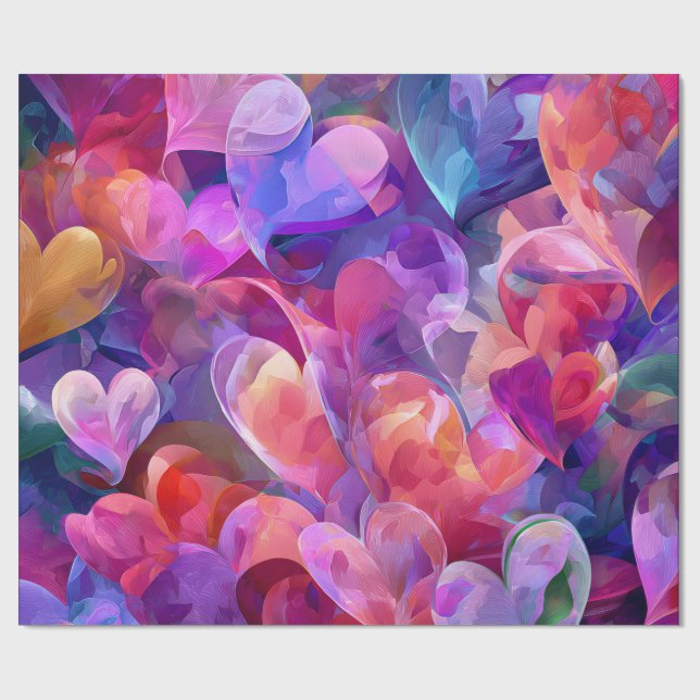 Modern Valentinskrympapper - Abstrakt Färgrik Presentpapper (Platt)