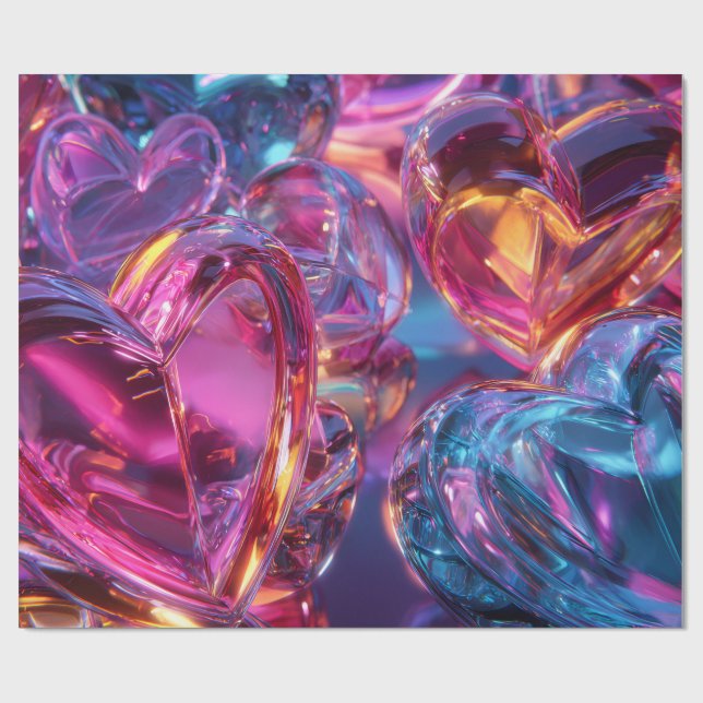 Modern Valentinskrympapper - Abstrakt Färgrik Presentpapper (Platt)