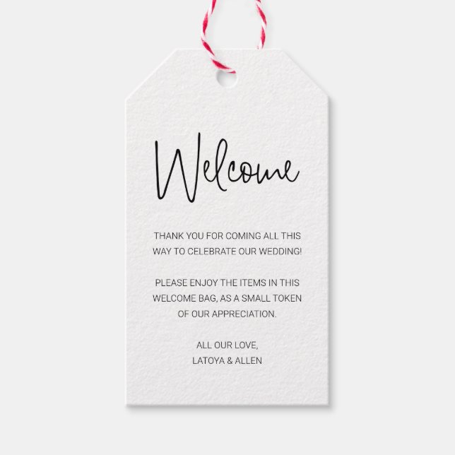 Modern Välkomsthälsgåva Bag Basket Bröllop Presentetikett (Framsidan)