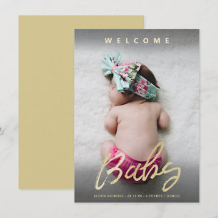 Modern välkomstkort för Fullt av skript i Baby Gul Inbjudningar