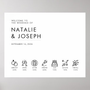 Modern välkomstsignal för Elegant bröllop med tids Poster