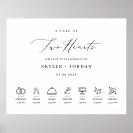 Modern välkomstsignal för Elegant bröllop med tids Poster