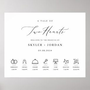 Modern välkomstsignal för Elegant bröllop med tids Poster