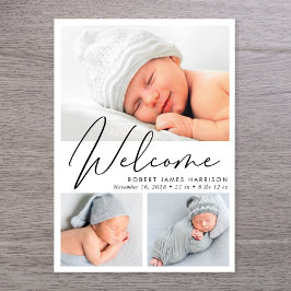 Modern välkomstskript 4 Fotofödelse Meddelande