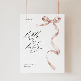Modern välkomstskylt för babydusch med rosa båge poster