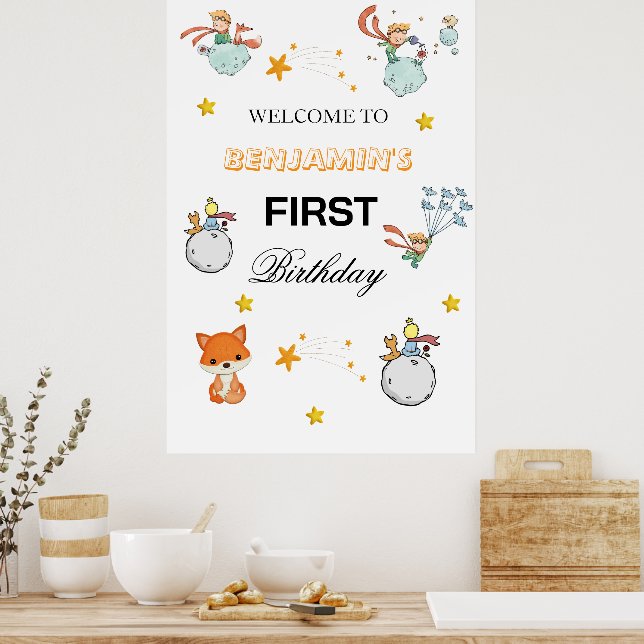 Modern välkomstskylt för Le Petit Princes födelsed Poster (Kök)