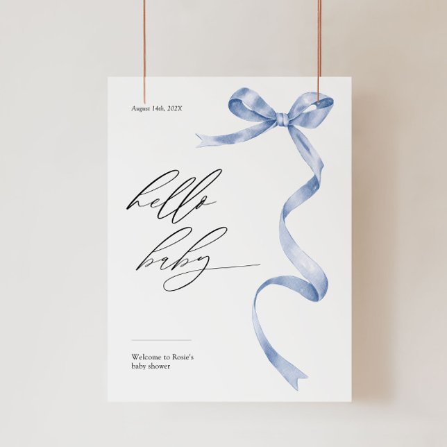 Modern välkomstskylt till babydusch med blå bog poster (Skapare uppladdad)