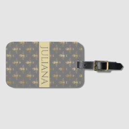 Modern vallmo Seed Grått och Guld Queen Bee Bagagebricka