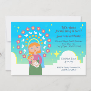Modern välsignad Mary Kids jul Firande Inbjudningar