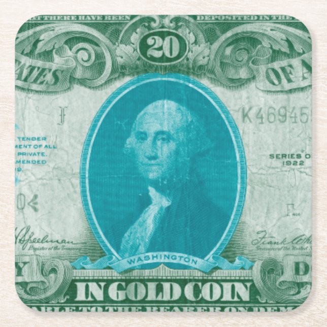 Modern valuta V Underlägg Papper Kvadrat (Framsidan)