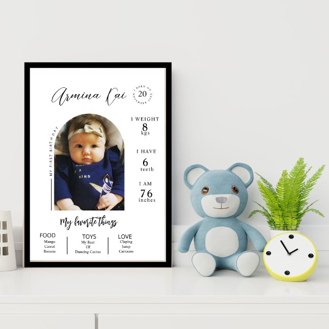 Modern Valv Fotografi Första Födelsedagsmilstolpe  Poster (Skapare uppladdad)