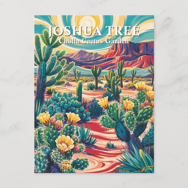 Modern Van Gogh Joshua Tree Cholla Kaktus Trädgård Vykort (Framsida)