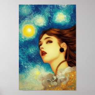 Modern Van Gogh's Starry Night Stil Exotic Beauty Poster