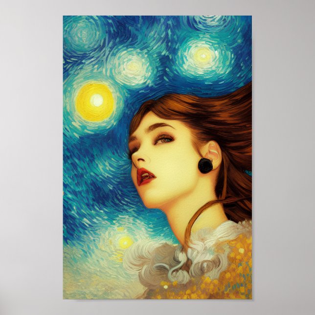 Modern Van Gogh's Starry Night Stil Exotic Beauty Poster (Framsidan)