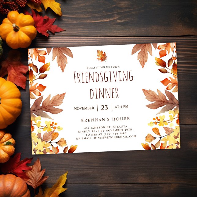 Modern vän, middag Thanksgiving Party Inbjudningar (Modern Fall Friendsgiving Dinner Invitation)