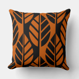 Modern vanlig Black and Orange Löv Mönster Kudde
