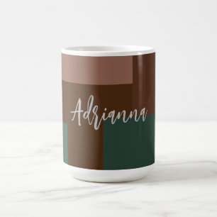 Modern vanlig handskriven egen Namn Brown-Grönt Kaffemugg