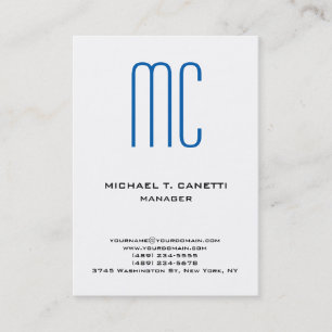 Modern vanlig, minimalistisk, vit monogram visitkort
