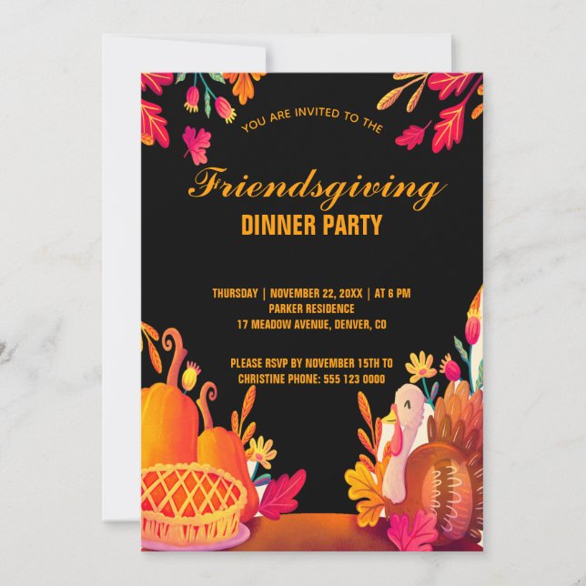 Modern vännernas Thanksgiving-middag med festinbju Inbjudningar (Framsida)