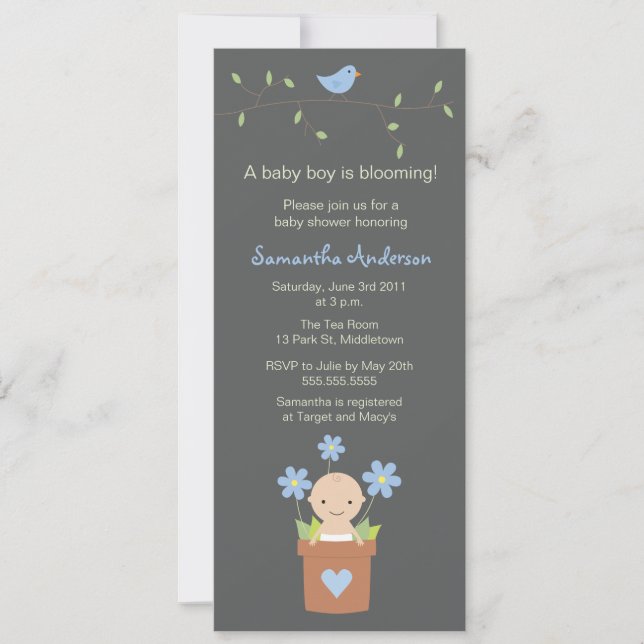 Modern Vår Baby Shower Ination - pojke Inbjudningar (Framsida)
