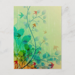 Modern Vår Blommigt Abstrakt Art Vykort