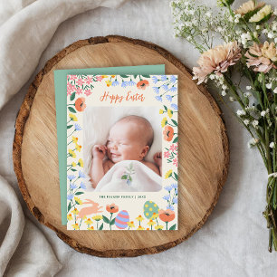 Modern Vår Blommigt Påsk-fotokort Julkort