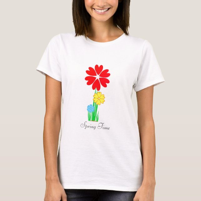 Modern Vår blommor T Shirt (Framsida)