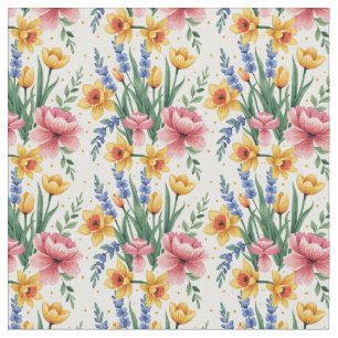 Modern Vår blommor Tyg
