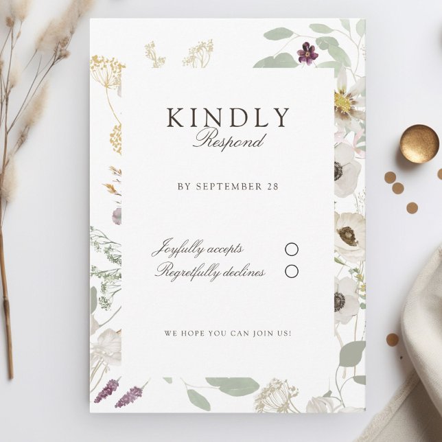 Modern, vår bröllop OSA kort (Modern, boho, floral, spring wedding RSVP card)