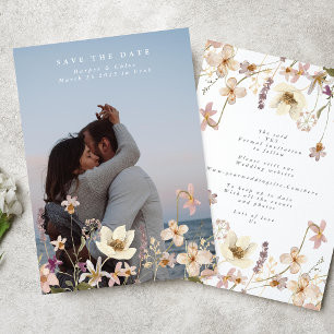 Modern Vår Elegant WildblomBoho Photo Spara Datumet