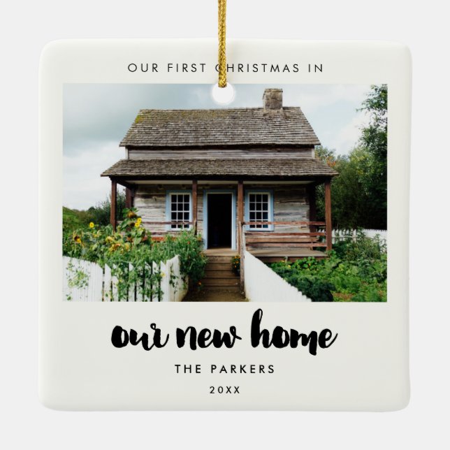 Modern vår första jul i vårt nya hem julgransprydnad keramik (Baksida)