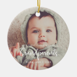 Modern vår första jul som morföräldrar julgransprydnad keramik