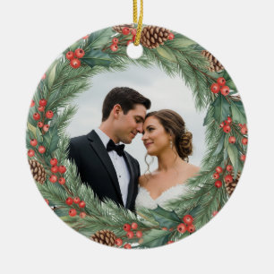 Modern vår första jul som Mr & Mrs Photo Julgransprydnad Keramik